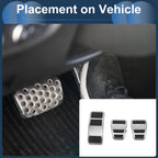3X Foot Accelerator Pedal Covers for Ford Fiesta (2013–2024) Silver Tone