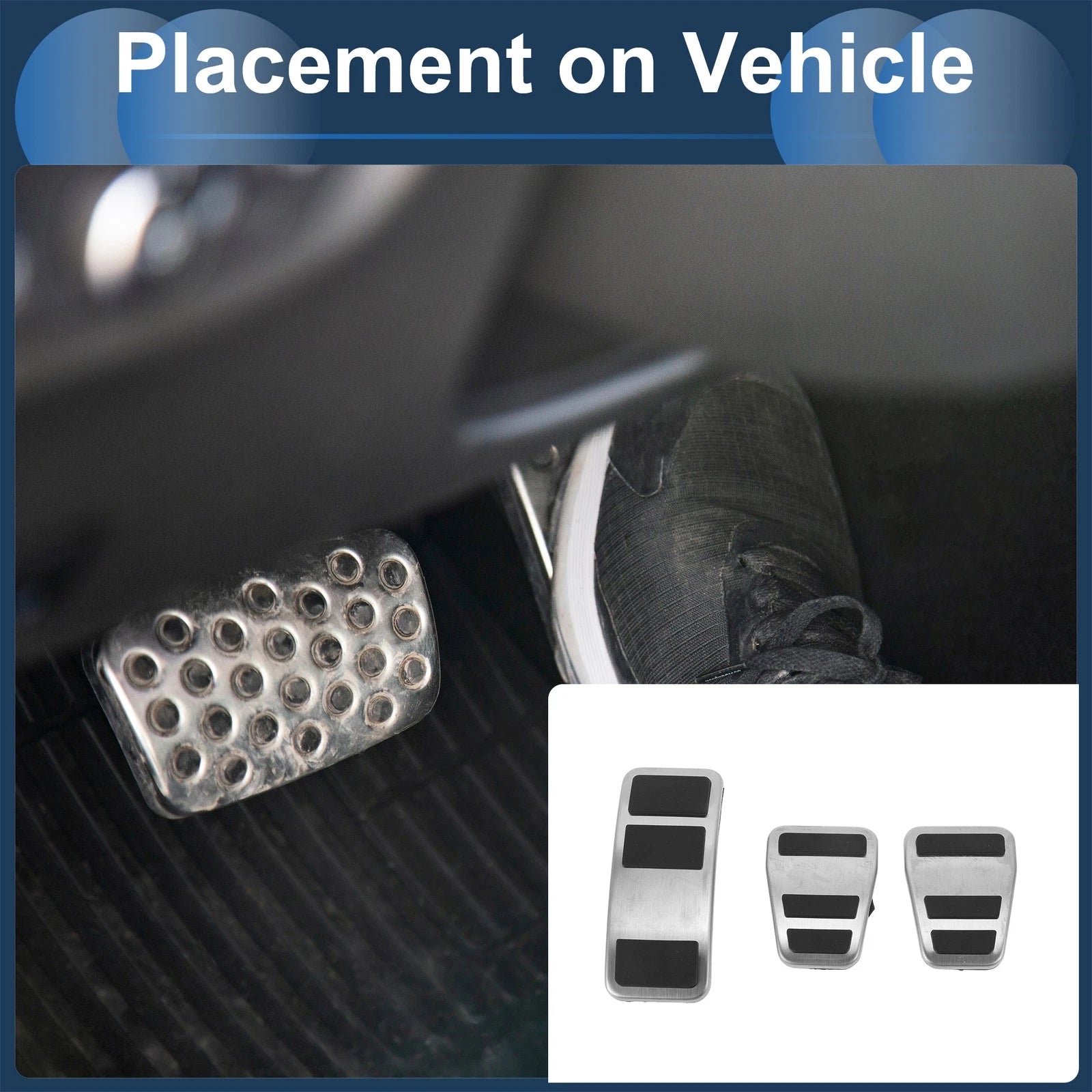 3X Foot Accelerator Pedal Covers for Ford Fiesta (2013–2024) Silver Tone