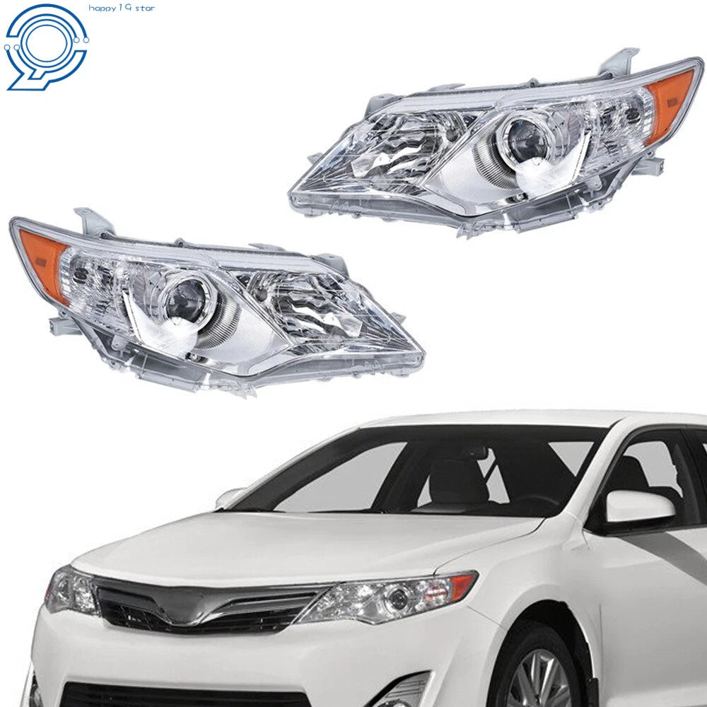 Set of 2 Projector Chrome Headlight Assemblies for Toyota Camry (2012–2014)