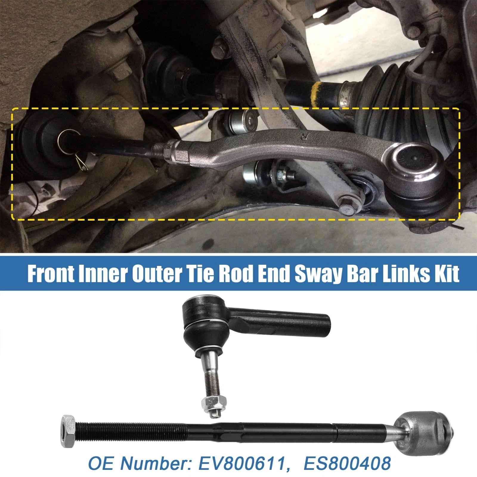 Set of 4 Front Inner Outer Tie Rod End Links EV800611 ES800408 for Dodge Journey (2009–2020)