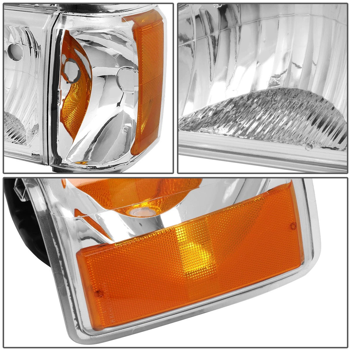 Headlight Corner Lamp Set of 2 for Ford F150 F250 F350 Bronco (1987–1991) Chrome/Amber