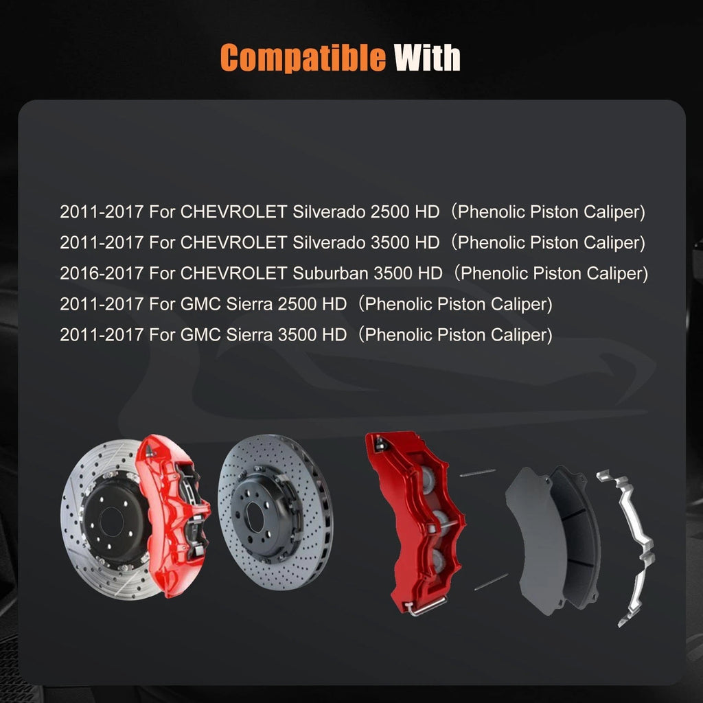 Front Brake Calipers w/ Brackets Dual Piston for GMC Sierra 2500 3500 HD (2011–2017)
