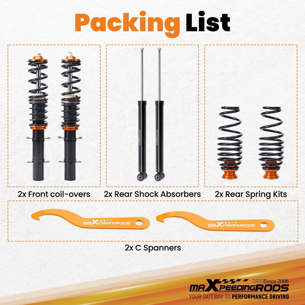 Coilovers Kit for VW Golf Jetta MK4 (1999-2004) Adjustable Height Suspension
