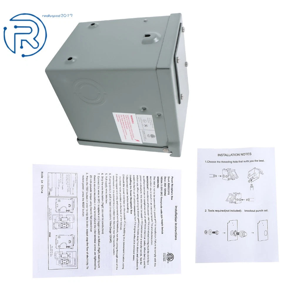 Outdoor Electrical Outlet Box 20Amp GFCI Receptacle Rainproof for Yard