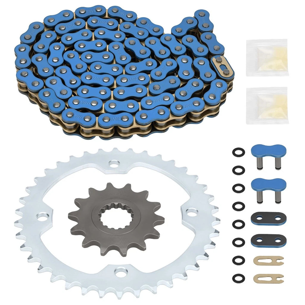 Blue X-Ring Chain 98 Links & Drive Sprocket for Yamaha Raptor 700 (2006–2024)