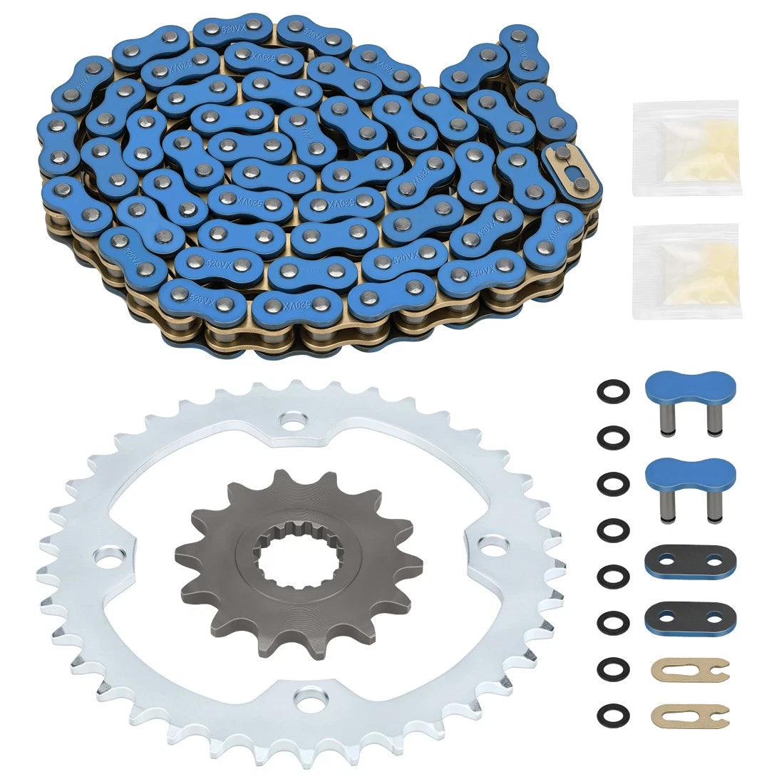 Blue X-Ring Chain 98 Links & Drive Sprocket for Yamaha Raptor 700 (2006–2024)