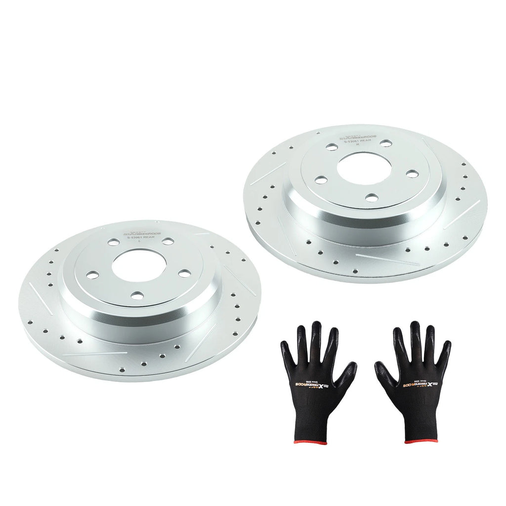 Set of 2 Drilled & Slotted Brake Rotors Rear for Jeep Grand Cherokee (2011–2020) S-53061