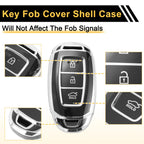 TPU Silicone Car Key Case for Hyundai i10 (2010–2023) - Black/Silver Edge