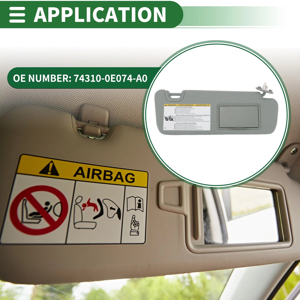 Right Sun Visor for Toyota Highlander (2014–2016, 2019) No. 74310-0E074-A0