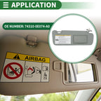 Right Sun Visor for Toyota Highlander (2014–2016, 2019) No. 74310-0E074-A0