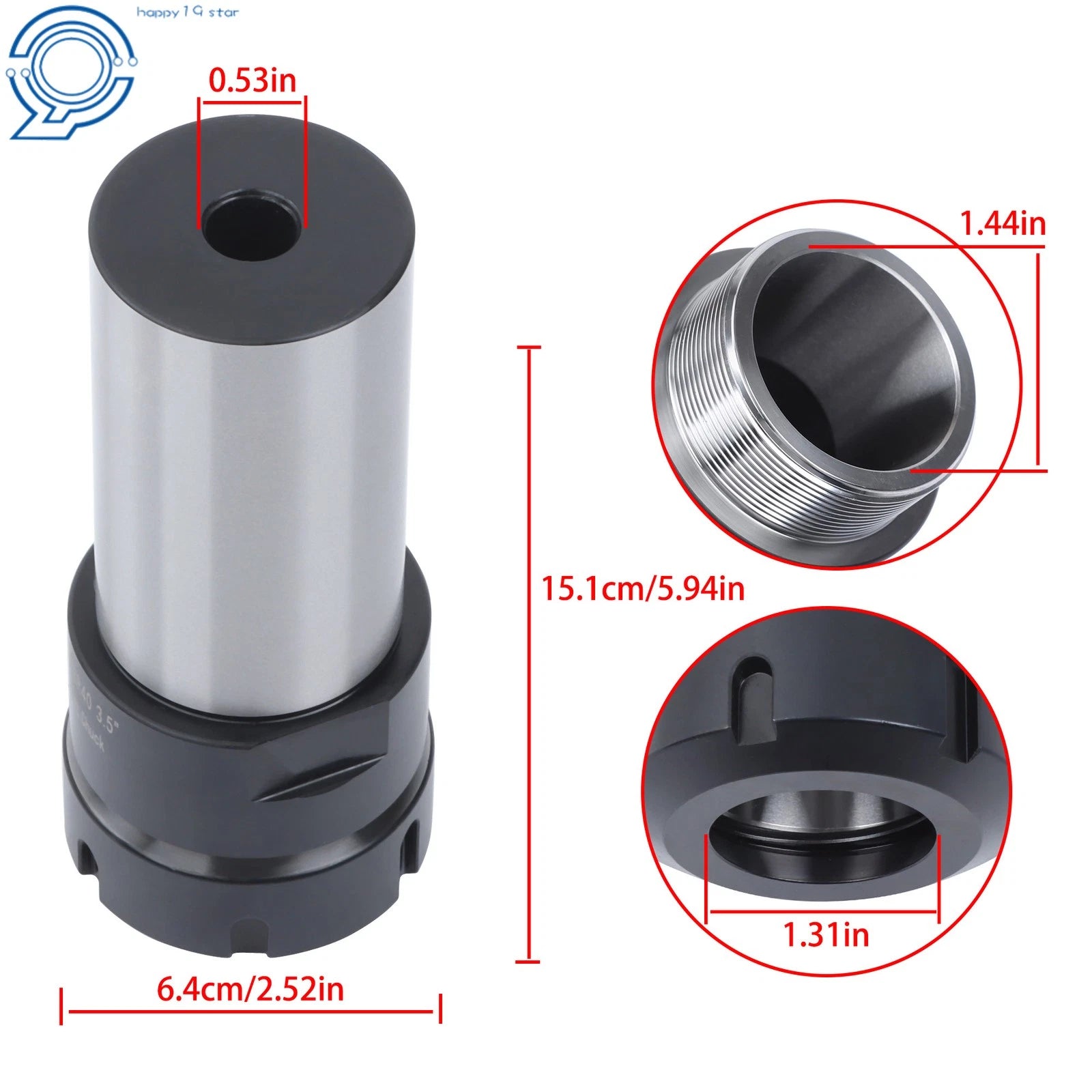 2" Straight Shank ER40 Collet Chuck Tool Holder Precision Machining 3.5"