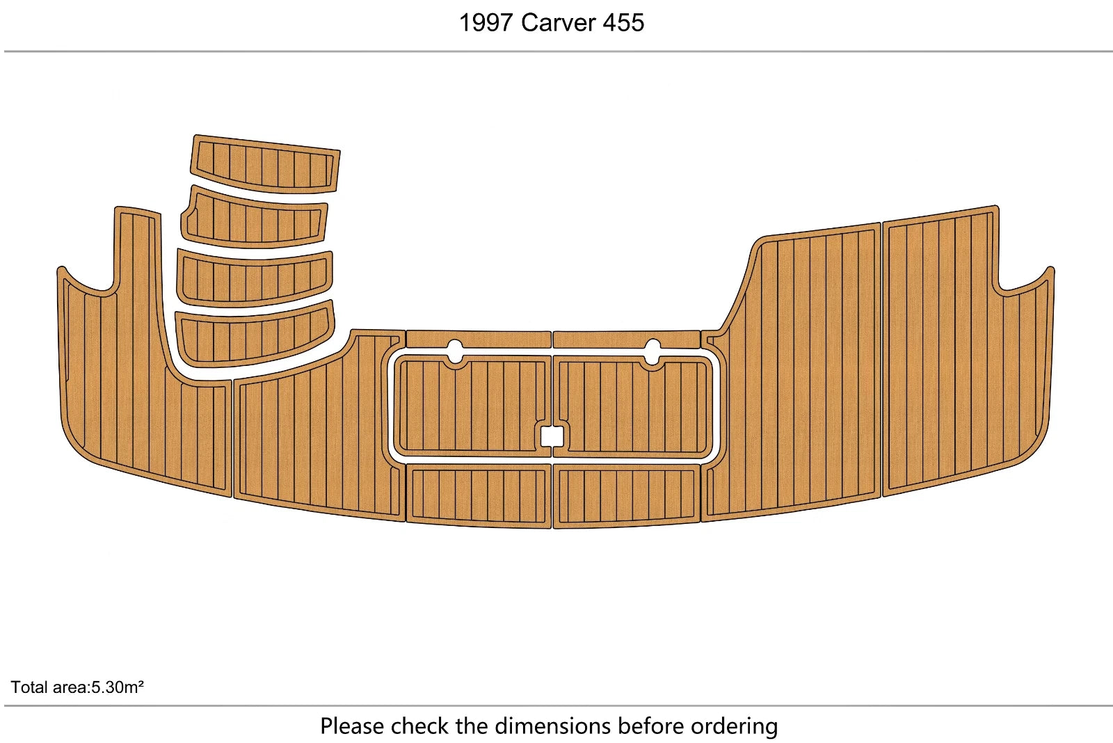 Swim Platform Pads for Carver 455 (1997) - EVA Foam Faux Teak Deck Mats