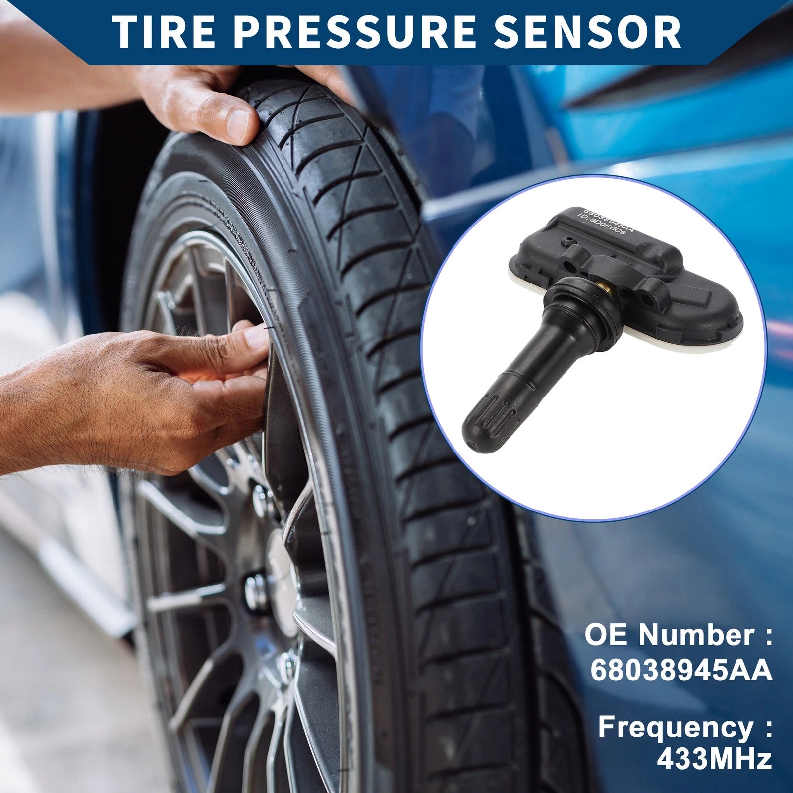 Tire Pressure Sensor 68038945AA for Dodge Sprinter 2500 (2007–2009) 433MHz