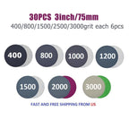30 Sanding Discs 400-3000 Grit Abrasive Pads for Automotive Use