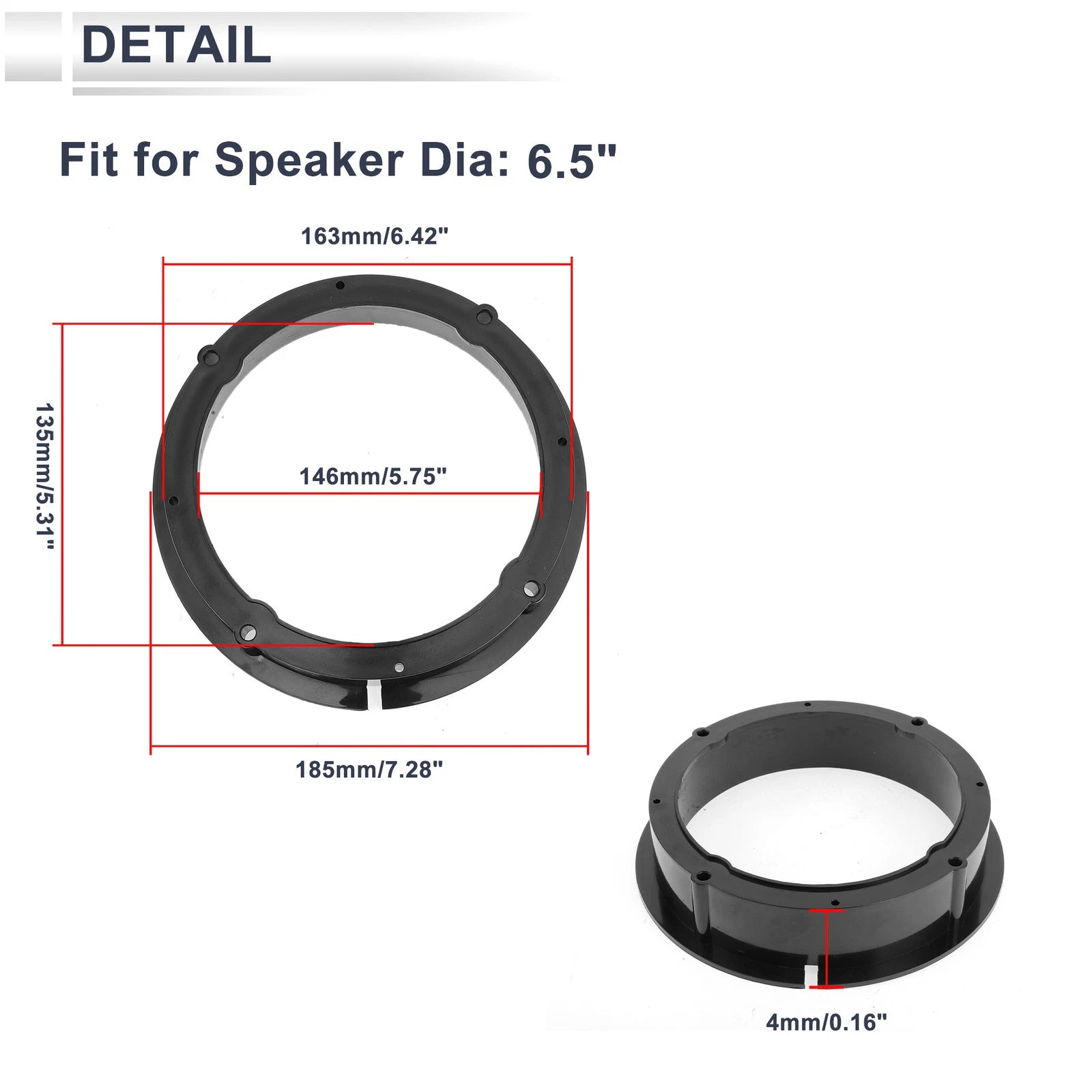 2X Speaker Spacer Ring for Skoda Fabia (6.5")