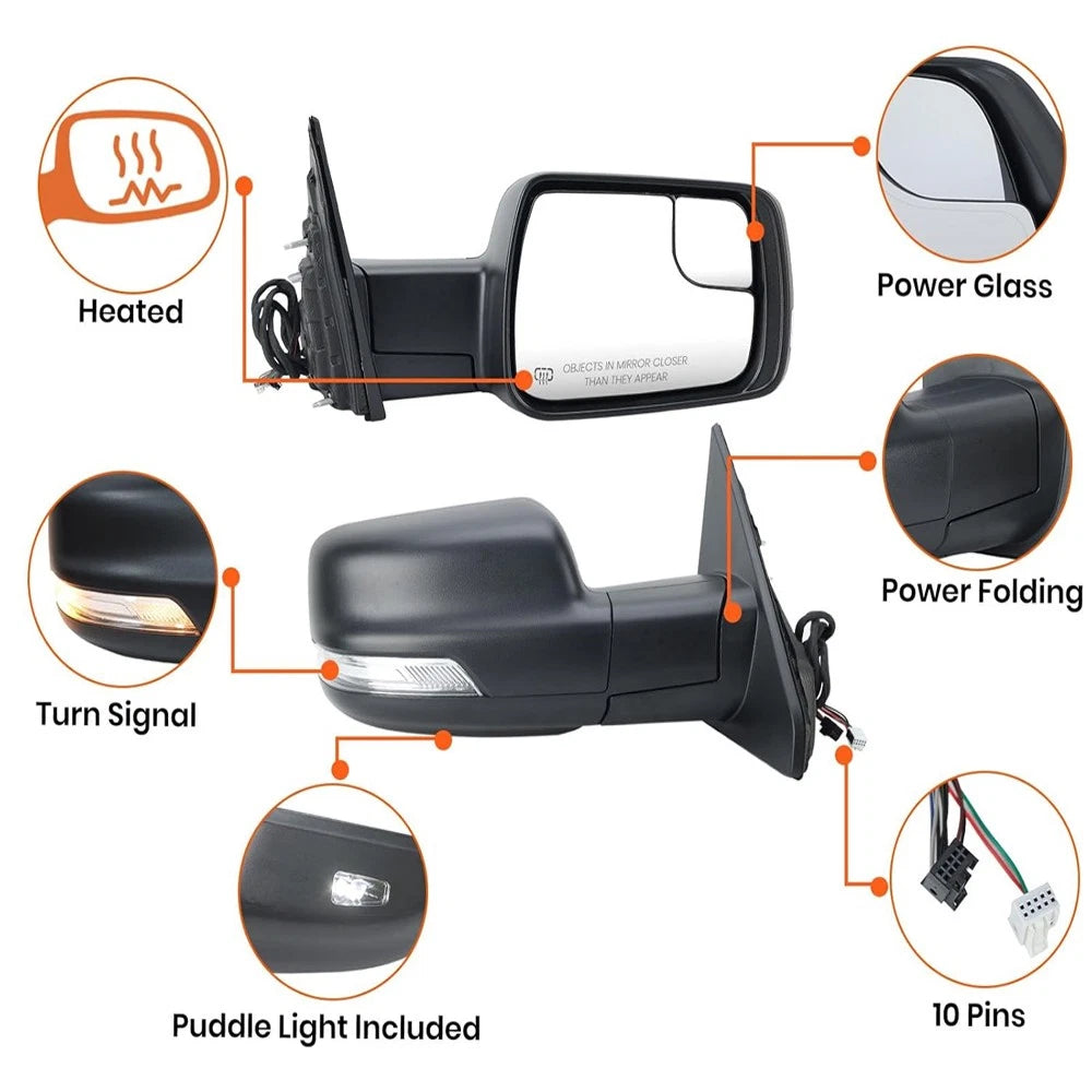 Heated Mirror w/Power Fold Signal Light Right for Ram 1500 (2019–2024) 68276500AH
