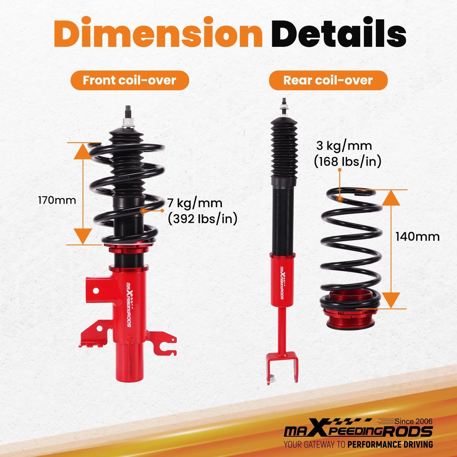 Adjustable Coilover Lowering Kit for Dodge Dart (2013-2016)