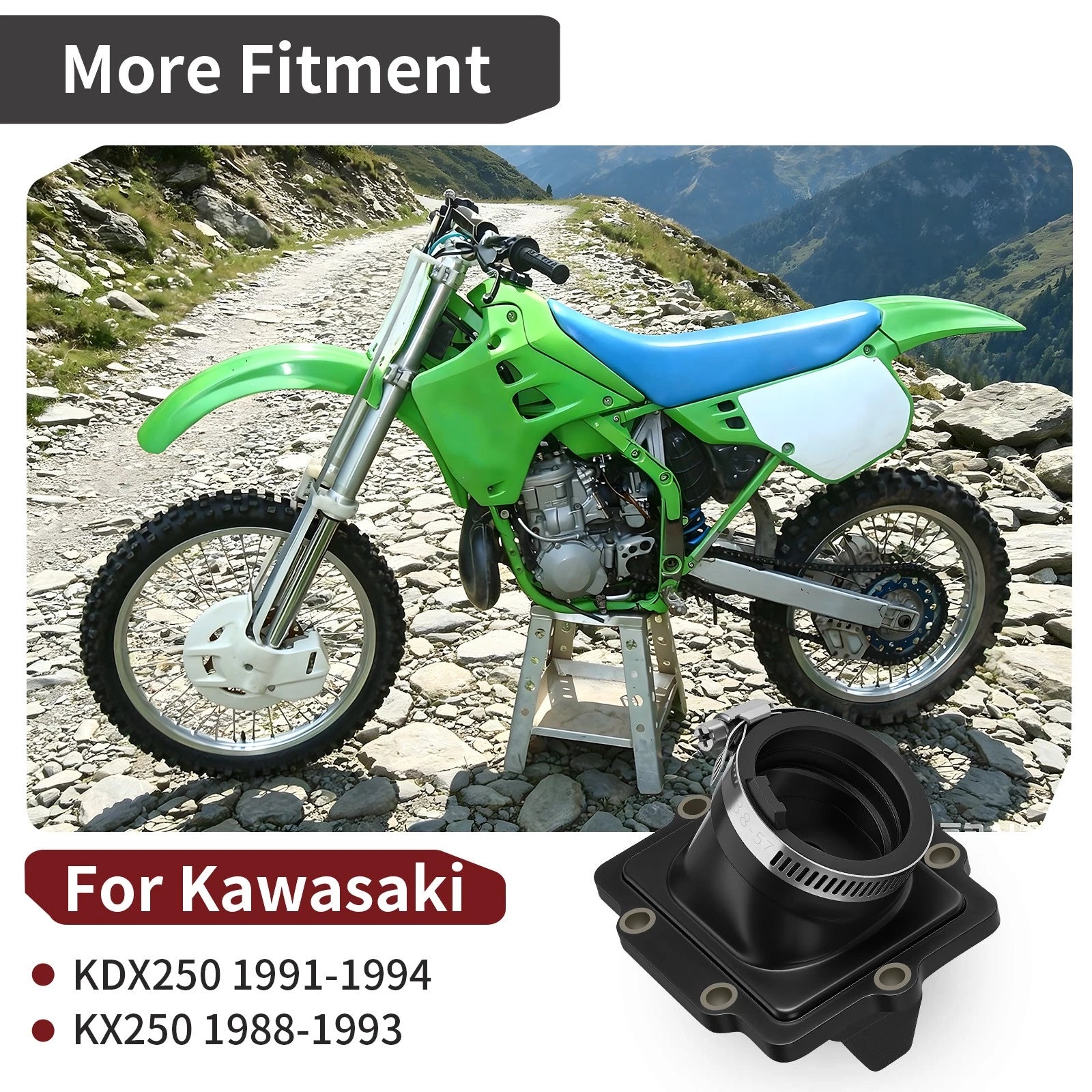 Carburetor Holder + Clamp for Kawasaki KDX250 (1991–1994) KX250 (1988–1993) 16065-1168