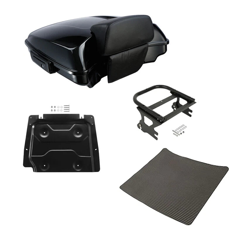Black Razor Trunk Backrest Mount Rack Plate for Harley Road Glide (1997–2008)