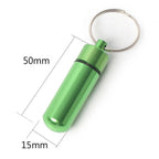 Waterproof Pill Box Case Keyring Holder Aluminum Outdoor Container