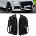 Black Front Bumper Fog Light Grille Covers for Audi Q5 SQ5 (2018-2022)