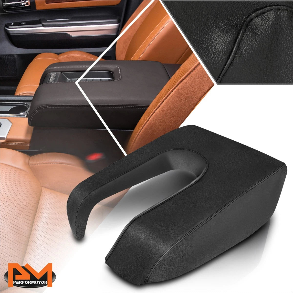 Vinyl Leather Front Center Console Lid Arm Rest Cover for Toyota Tundra (2014–2019)