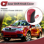 1Pc Gear Shift Knob Cover for Subaru Forester (2006–2012) Red Faux Leather
