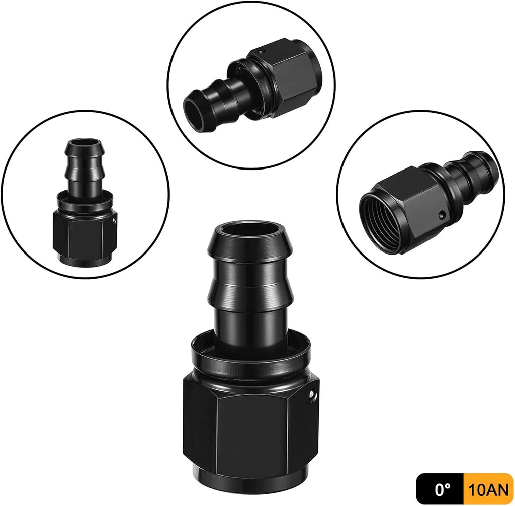 2X Push on Lock Hose Fitting 6AN for Oil/Fuel/Gas Line Adapter (0 Degree)