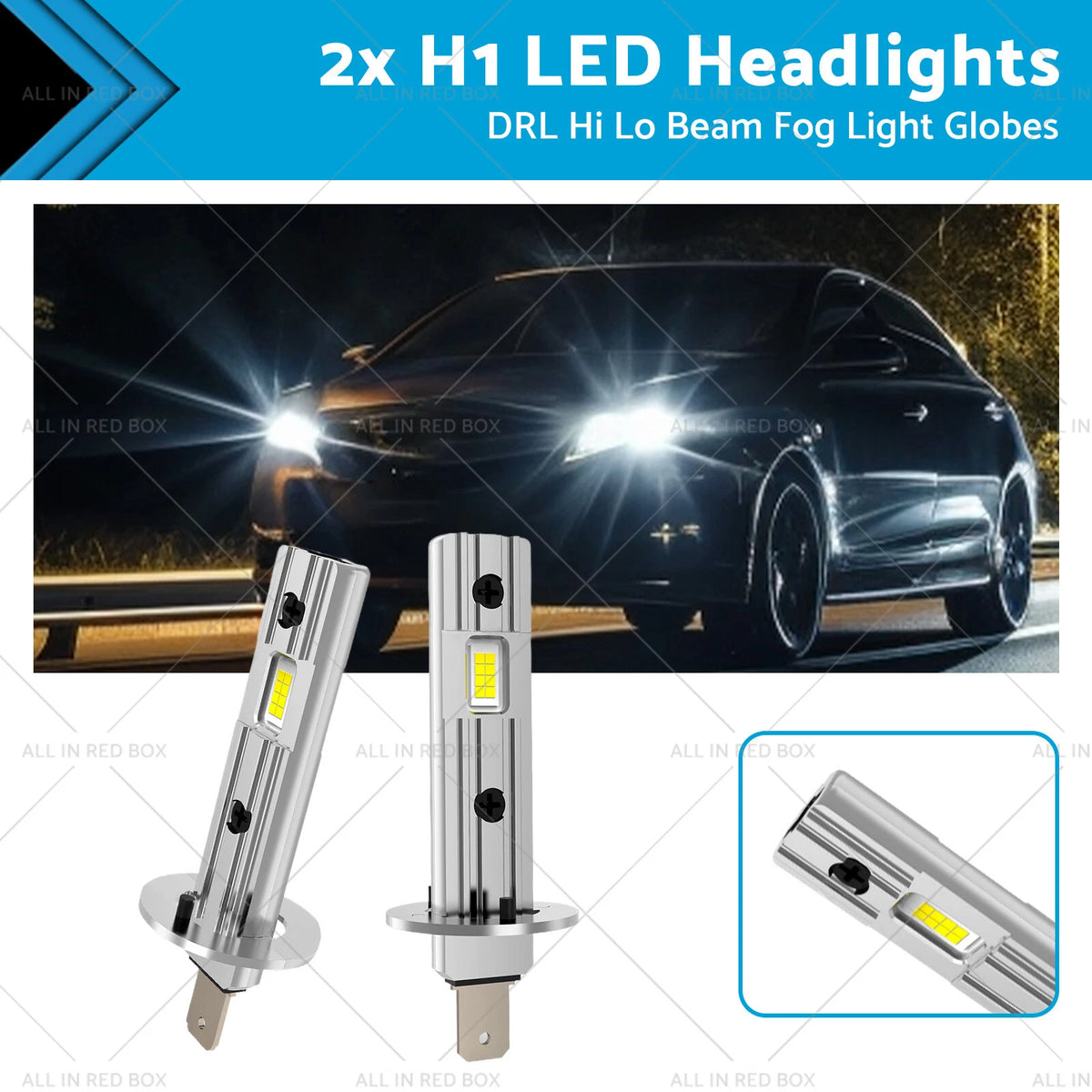 H1 LED Headlight Bulbs for (2002–2019) 13W 6000K
