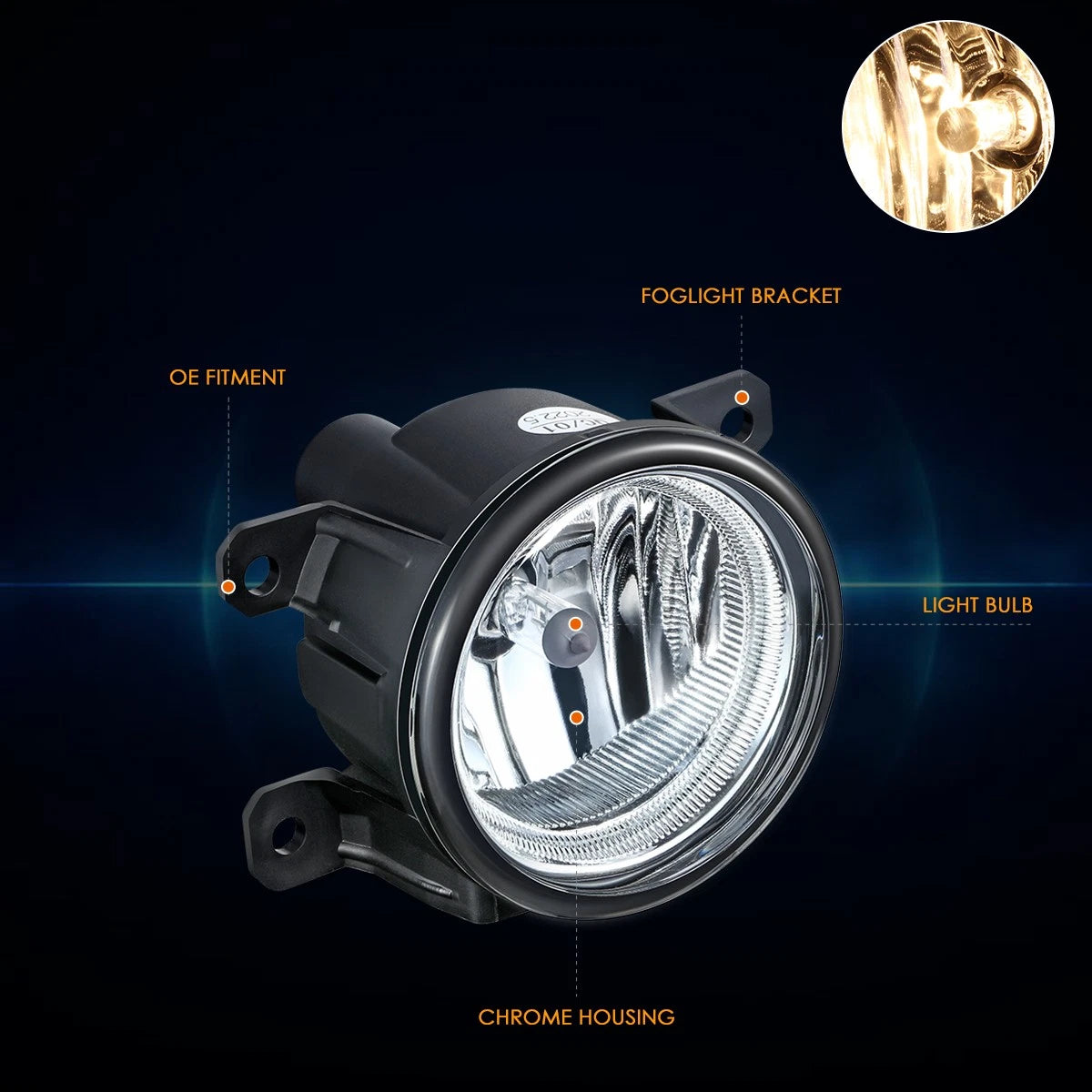 Set of 2 Clear Lens Front Driving Fog Lights for Honda Accord/Civic/Fit (2013–2021)