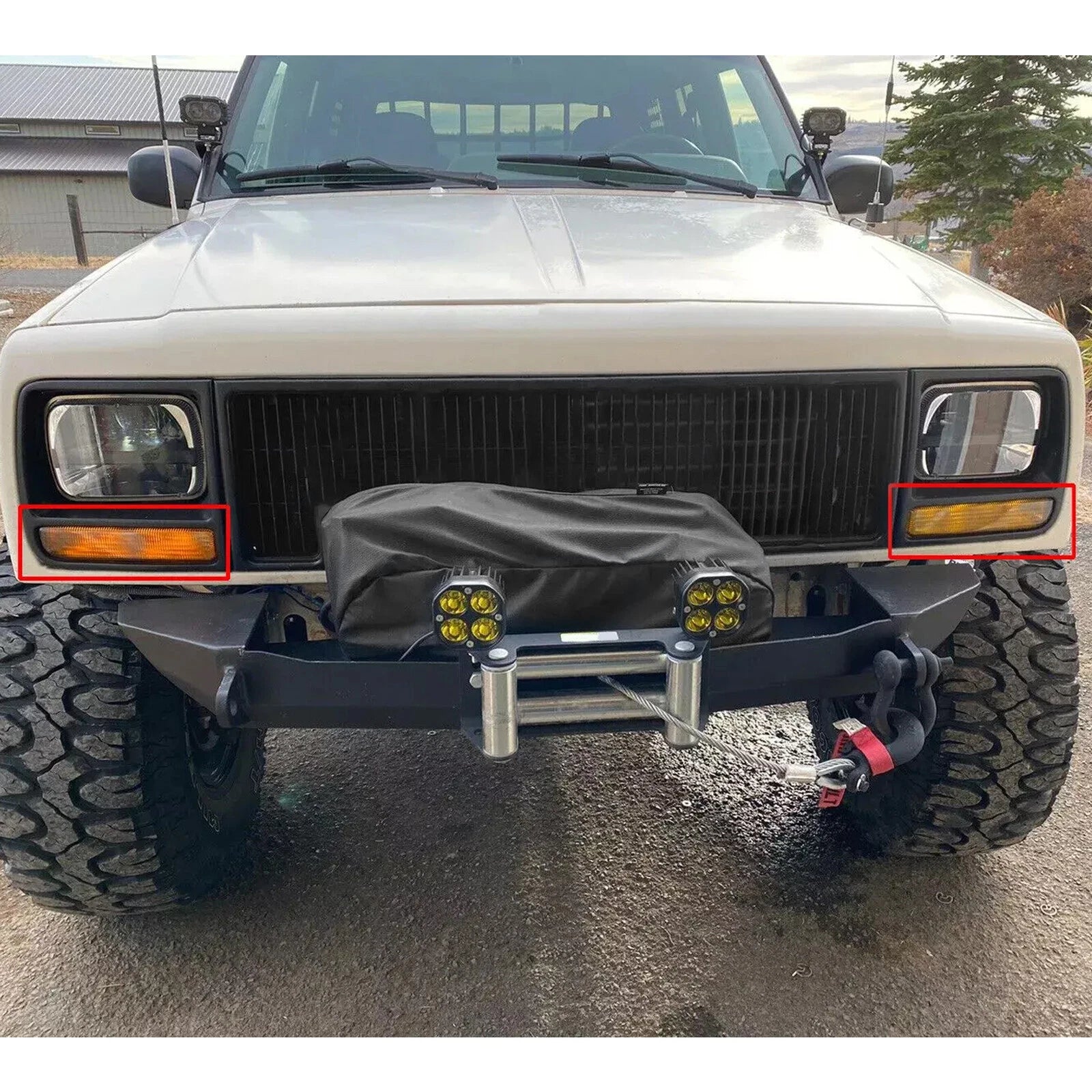 Set of 4 Smoke Front Corner and Bumper Signal Lights for Jeep Cherokee XJ (1997–2001)