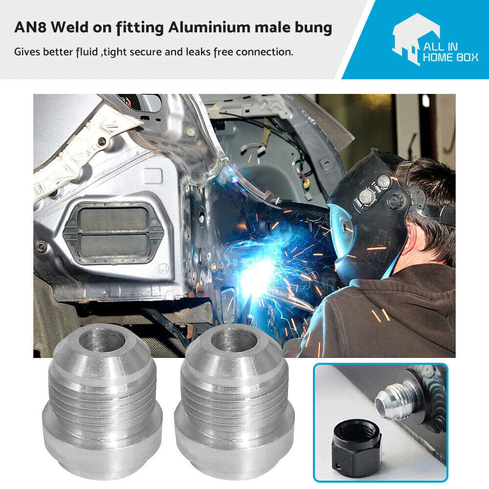 2X AN8 Male Aluminium Weld on JIC Bungs for Universal (02–Present)