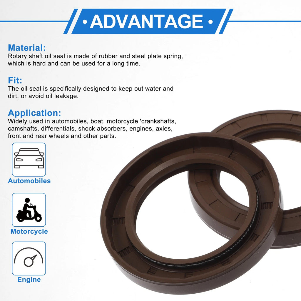 Set of 2 Oil Seal Rotary Shaft Seal FKM Rubber 50x75x10mm