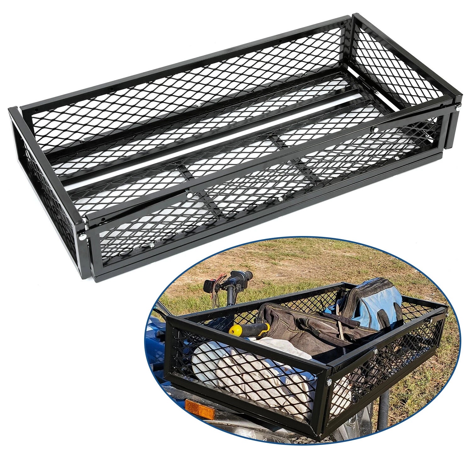 Front Cargo Basket Rack for ATV Universal Steel Black