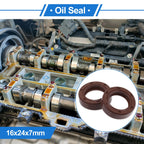 2X Oil Seal Rotary Shaft Seal for Various Models (16x24x7mm) FKM Rubber