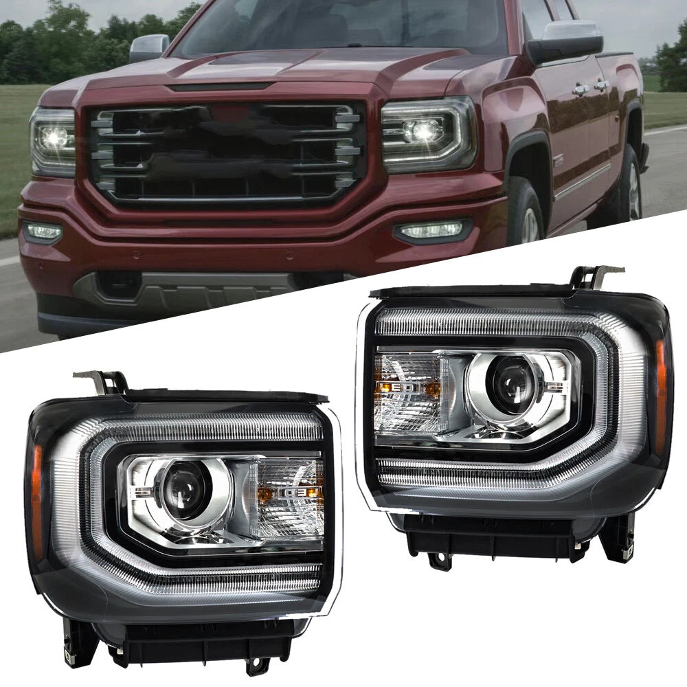 LED Headlights for GMC Sierra 1500 (2016–2018) Projector LH+RH Side