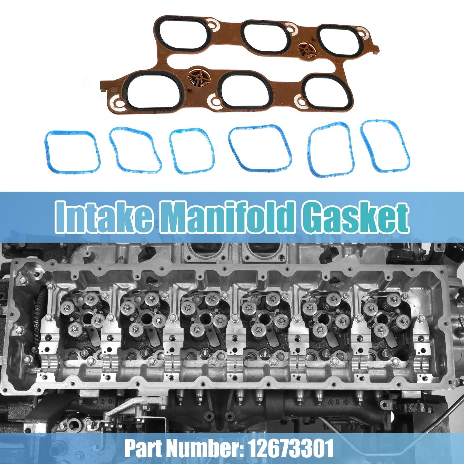Set of 2 Cylinder Intake Manifold Gaskets for Buick Chevy (12673301)