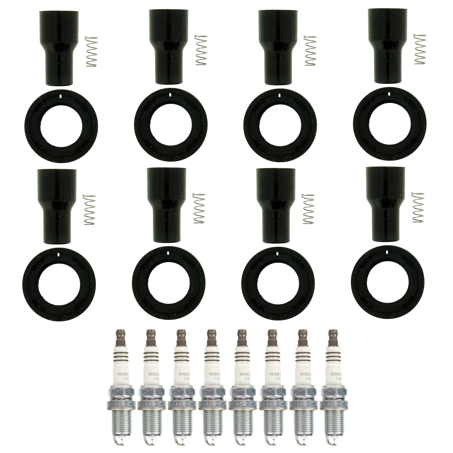 Set of 8 NGK Ruthenium HX Spark Plugs & Coil Boots for Toyota 4Runner Tundra