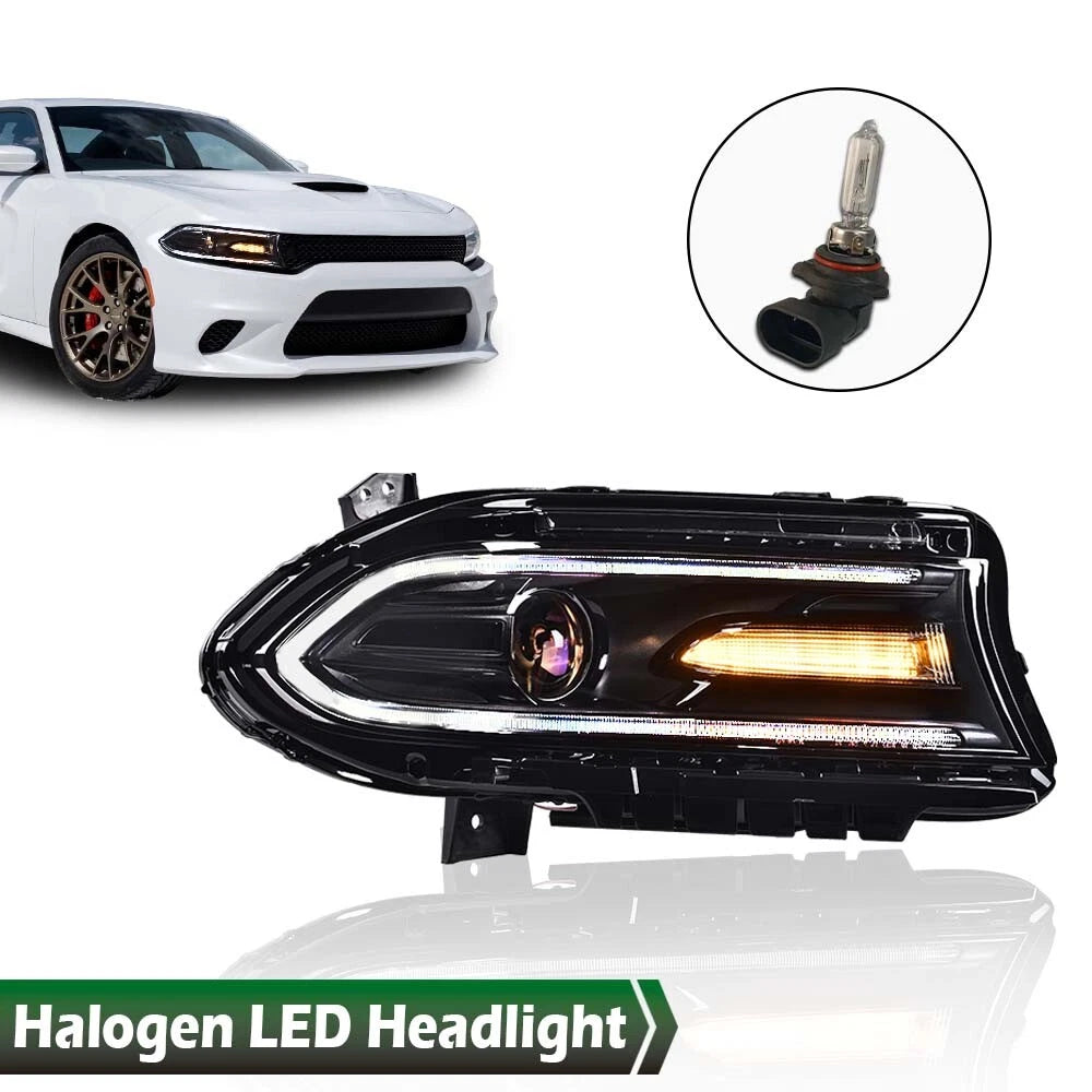 Passenger Side Halogen Projector Headlight with LED DRL for Dodge Charger (2015–2023)