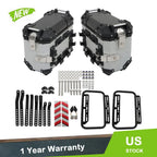 2X Silver 36L Hard Side Saddlebag Box for Motorcycle (Touring)