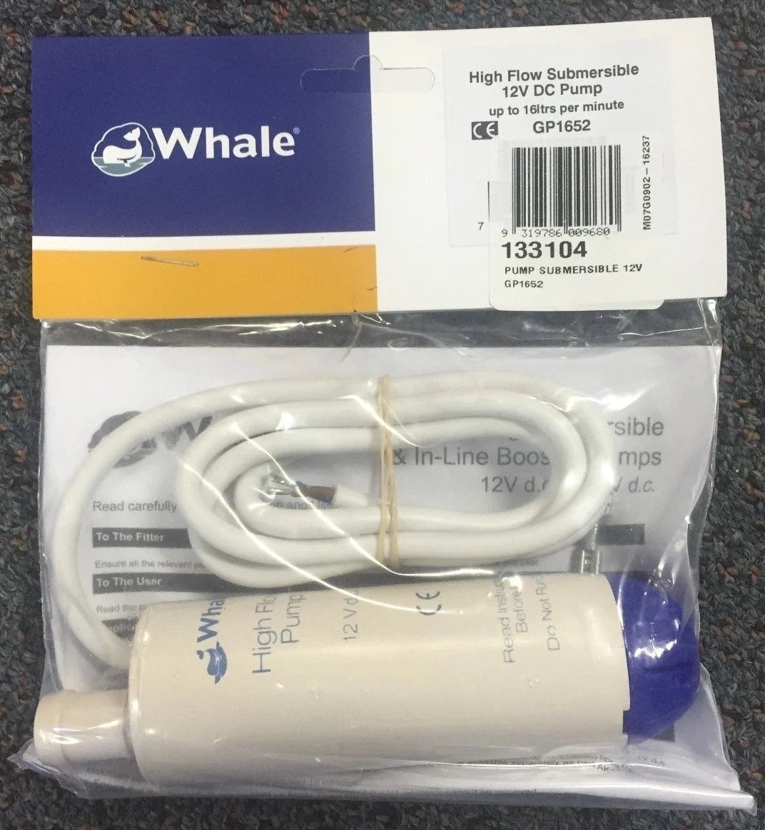 Whale High Flow Submersible Pump 12 Volt for (BLA 133104, GP1652)