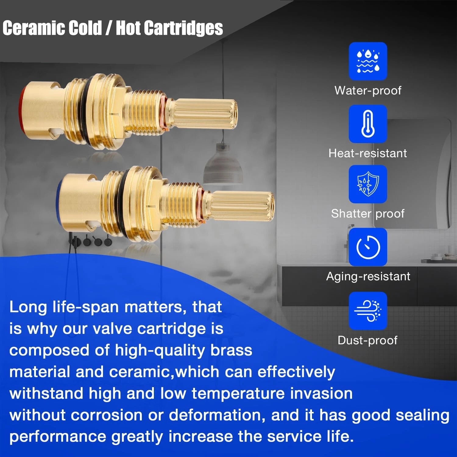 Set of 2 Brass Ceramic Valve Cartridges for