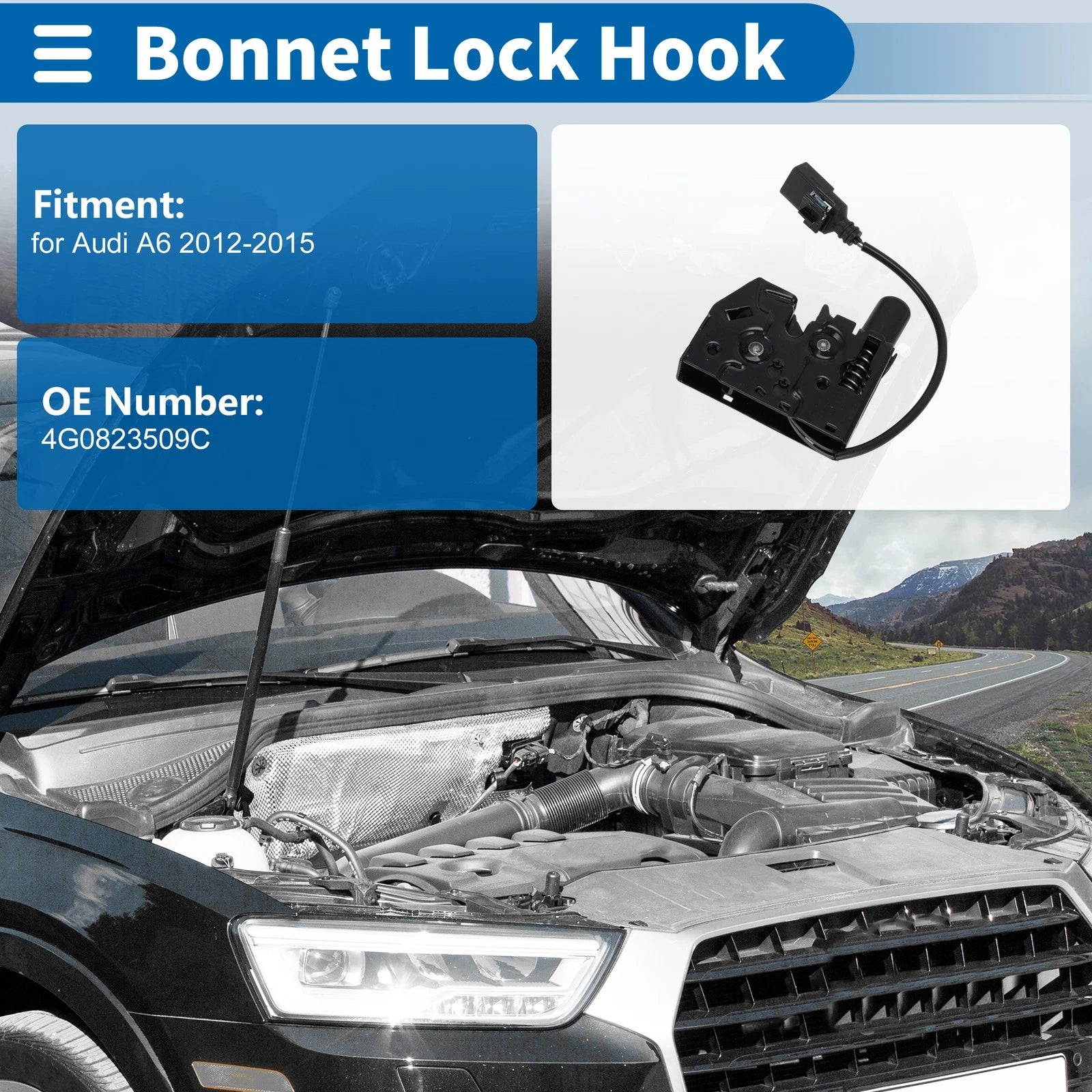 Hood Latch Assembly for Audi A6 (2012–2015) No. 4G0823509C