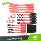 Set of 4 Ratchet Tie Down Straps for Universal Use (15 FT, 2,200 LB)