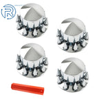 Set of 4 Chrome Semi Truck Hub Cover Wheel Nut Covers 33mm Spiked