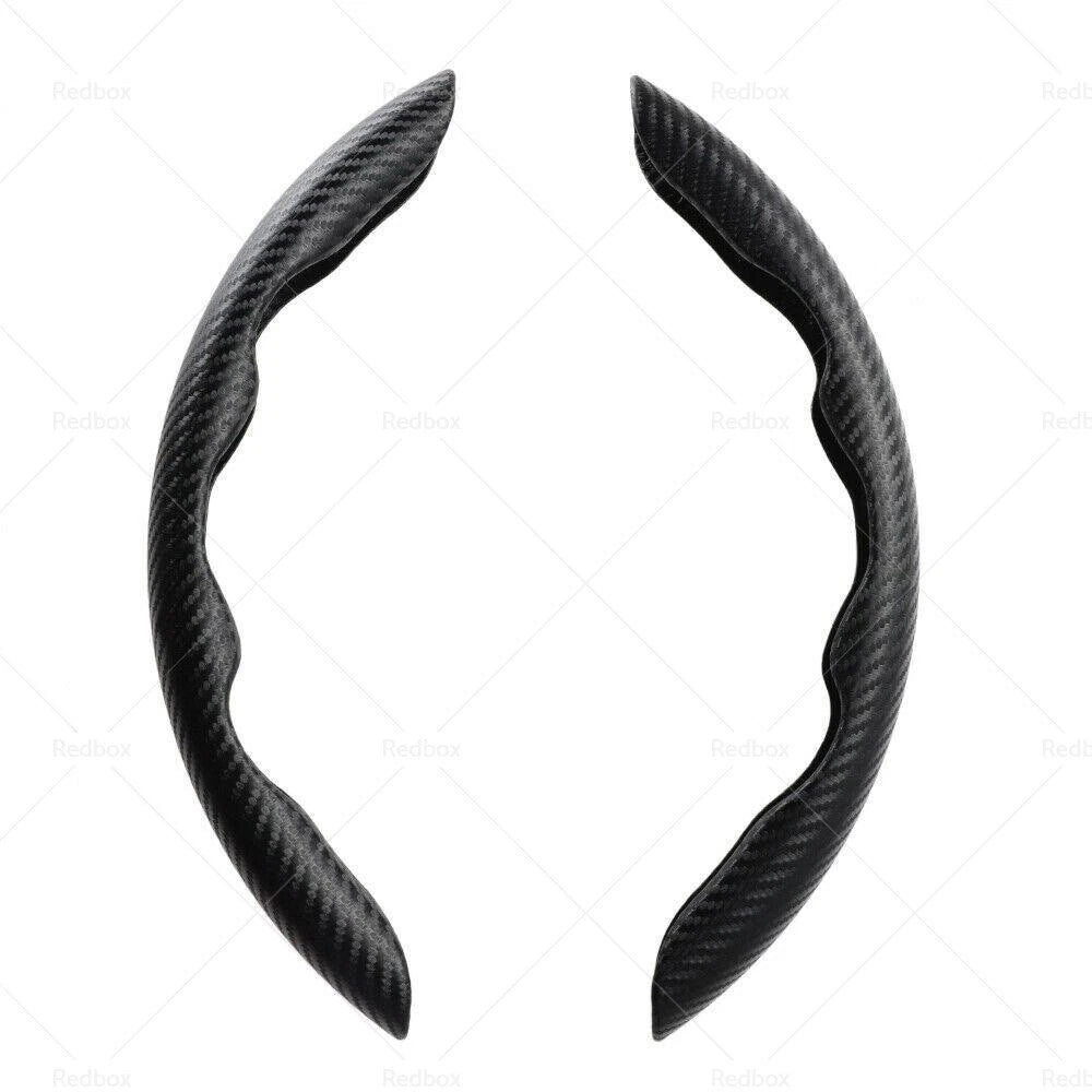 2X Black Carbon Fiber Steering Wheel Cover for Car SUV (2014–2021)