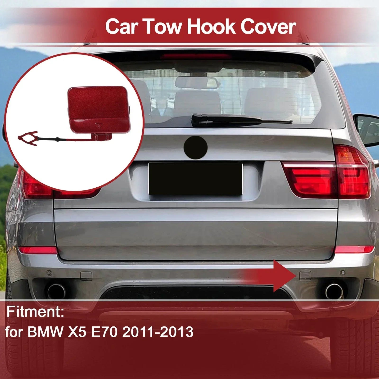 Tow Hook Cover Cap for BMW X5 E70 (2011-2013) Red