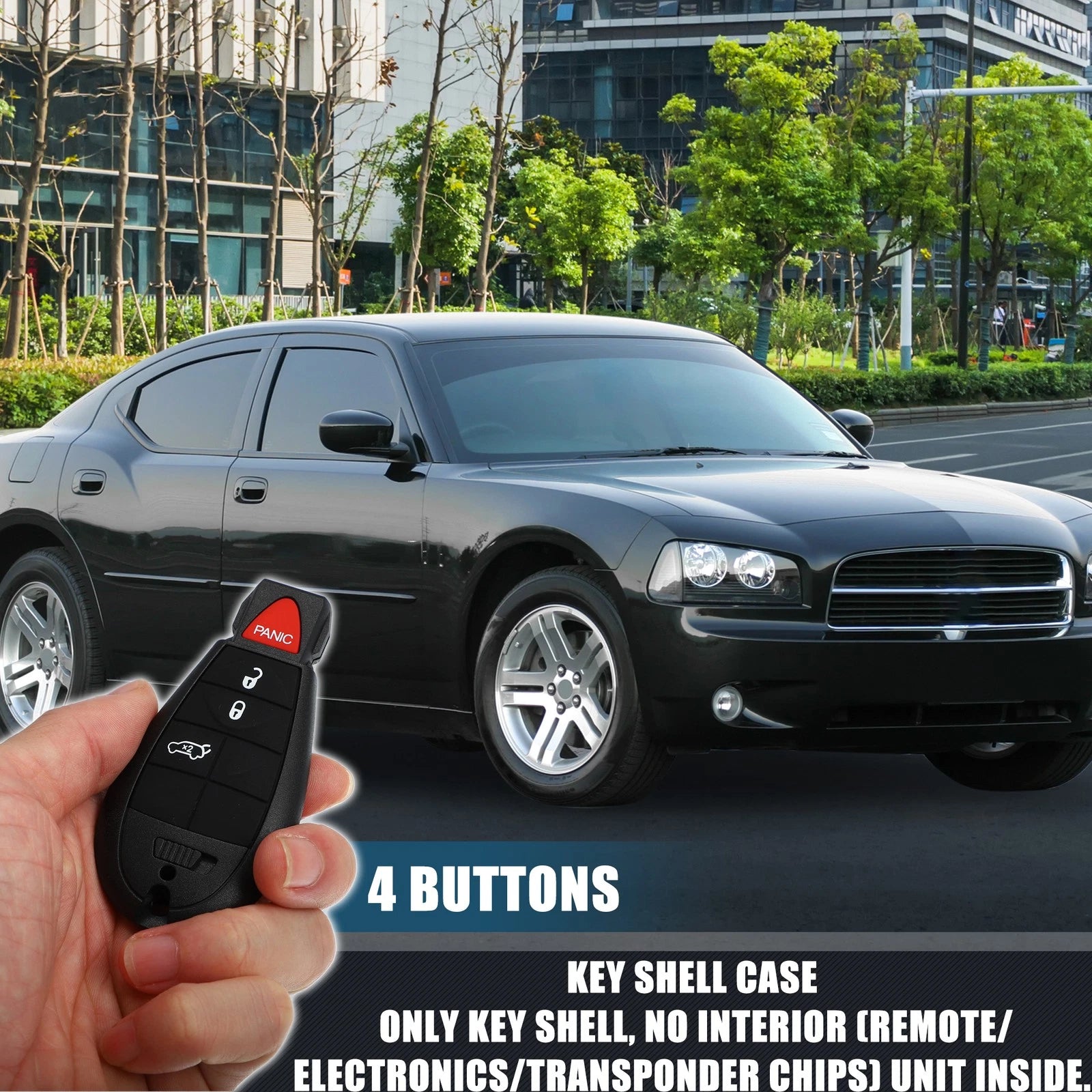 Set of 4 Keyless Entry Remote Key Shell Covers for Dodge Chrysler w/ Blade 734301711272