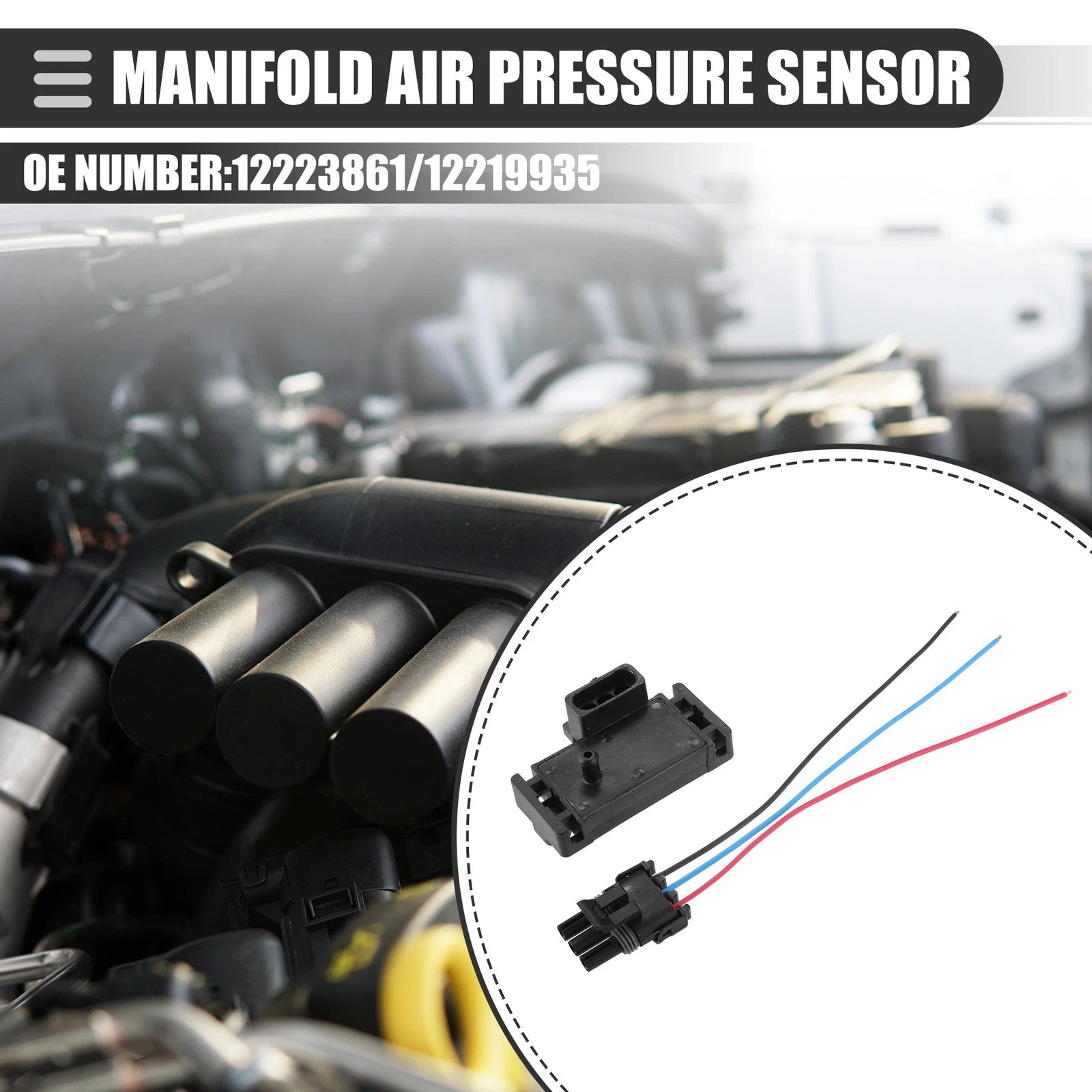 Set of 1 Manifold Air Pressure Sensor for Buick Century (1997–2005) No.12223861/12219935