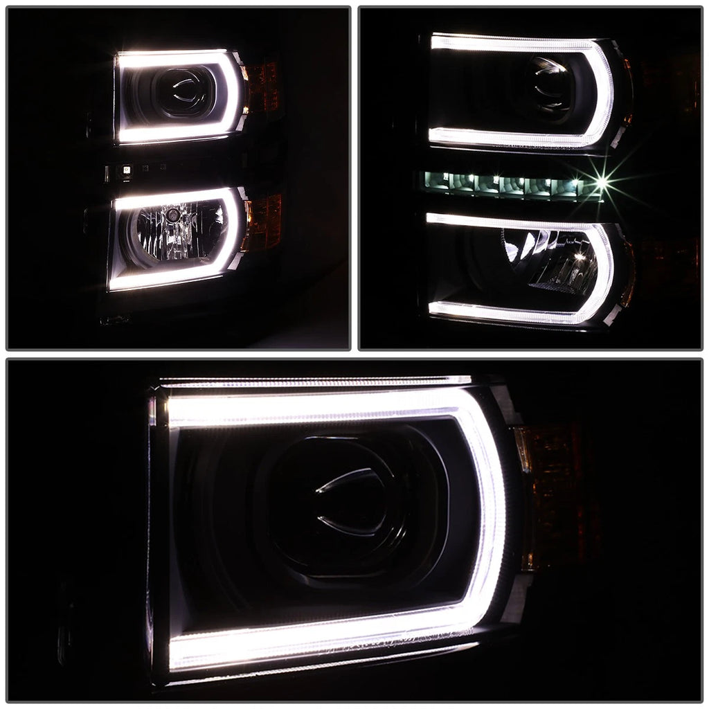 LED Black Amber Side Projector Headlights for Silverado 1500 (2014–2015)